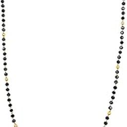 Women Traditional Black Bead Chain and Gold Plated Neck Chain for Women & Girls Wedding, Engagement and Anniversary (Black and Golden)-image-83