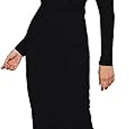 Rosery Paris Women One Piece Puff Sleeve, Sweatheart Neck, Long Sleeve Casual Formal Cocktail Midi Black Bodycon Dress for Women-image-1