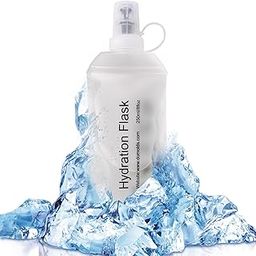 ZESION Transparent Frosted Texture Soft Flask, TPU Foldable Running Hydration Flask, for Hydration Packs/Running Vests-Running, Hiking, Cycling Folding Bottle-8.5 oz (250 ml)-image-4