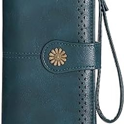 Elegant PU Leather Women's Wallet Clutch, Vintage-Inspired Design with Card Slots and Cash Storage Women Wallet | Gift for Women (Green)-image-3