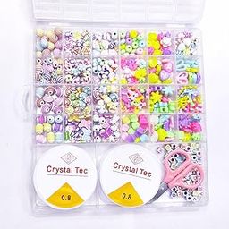 Toy Imagine DIY Beads Bracelet & Necklace Making Kit | Colorful Beads Set with Scissors & Elastic String | Creative Jewelry Craft Set for Kids (Girls & Boys) | Safe & Non-Toxic-17