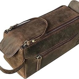 Leather Toiletry Bag for Men & Women - Multifunctional Travel Organizer, Shaving Kit, Makeup Kit, Cosmetic Pouch - Travel Toiletries Gifts (Dark Brown)-image-11