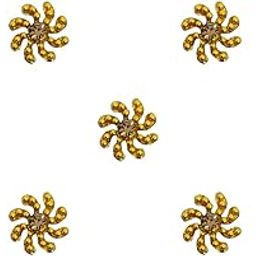 Comet Busters Beautiful Golden Bridal Round Bindi With Stone Work (BIN1669)(7mm)-image-21