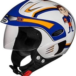 Studds Marshall D1 Open Face Helmet Helmet (Boy's, White Blue, XS)-27