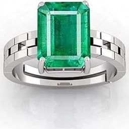 Certified Natural AA++ Quality 1.55 Carat - 2.00 Ratti Zambian Emerald Panna Silver Plated Astrological Purpose Adjustable Ring for Women's and Men's(Lab - Certified)-image-88