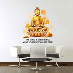Wall Attraction Gautam Buddha with Quote Wall Sticker & Mural Sticker for Wall Size - 48x58cm NBD19-13