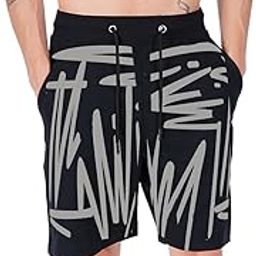 Men's Casual Printed Cotton Regular Shorts, Workout Shorts, Elastic Waist Running Shorts with Pockets-image-27