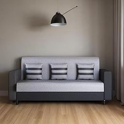 HANDWOOD FURNITURE 3 Seater Fabric Sofa Set for Living Room Furniture | Fabric 3 Seater Sofa Set | Sofa for Home & Office | Fabric Color:- Grey & Black-13