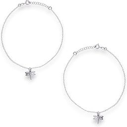 925 Sterling Silver Dragonfly Charm CZ Chain Anklets for Women – Lightweight 10.5 Inch Silver Anklet with Spring Ring Closure-image-73