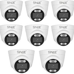 SINLOE 5 MP Indoor Dome IP Wired CCTV Camera, Color Night Vision, Built-in Microphone, Motion Detection, H.265, PoE, Compatible with CP Plus, Hikvision, Dahua, NVRs, White (8 Units)-24