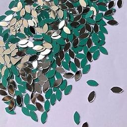 OMX, Oval Shape Mirror Mosaic Tile, 200 Pc, Silver Mirror, Length -12 MM, for Embroidery Making, Art Craft Projects, (Eye/Oval Shape, 12mm)-image-2