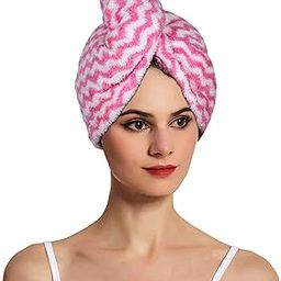 Kuber Industries Microfiber Hair Wrapper for Women & Girls | Quick Absorbent Hair Towel/Dry Cap Bath Towel | Turban Towel | Zig Zag | Pink-image-42