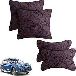 Adroitz Velvet Brown Car Cushion Neck & Back Rest Pillow for All Car (Set of 4) _Ak218-image-20