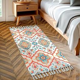 HOMADORN Handmade Sustainable Printed Modern Dhurrie/Rugs/Carpet for Living Room/Drawing Room/Bedside Runner for Enhanced Decor-image-11