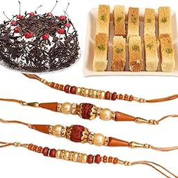 80 Rose Garden Rakhi Gifts | Milk Cake Mithai 800g | Blackforest Cake 500g | Pack of 04 Rakhi | Next Day Delivery-image-8