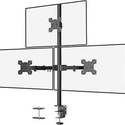 WALI Fully Adjustable Fits Three Screens up to 27 Inch, 22 lbs per Arm Capacity, C-Clamp /Optional Grommet Base Triple LCD Monitor Desk Mount Stand (WL-M003)-18