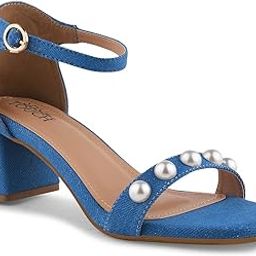 Pearl Embellished Blue Denim Heels-27