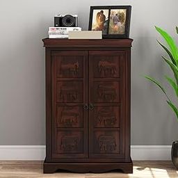 Shyama Home Style Solid Sheesham Wood Wooden Sideboard Cabinet with 2 Door and 2 Shelves Storage | Multipurpose Storage Cabinet Rack for Bedroom Home Living Room (Embress,Walnut)-image-17