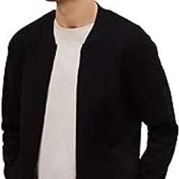Men's Standard Length Casual Jacket For Classic Loopknit Bomber Jacket With Zipper Closure And Side Pockets (Color Black)-picture-10