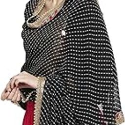dupatta bazaar Women's Black Georgette Muthra Dupatta with Gotta Patti Border-picture-31