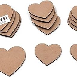 IVEI MDF Heart Cutouts/Embellishment - DIY Craft Materials - Heart-shaped MDF Blank Cutouts for Painting, Wooden Sheet Craft Board for Resin & Fluid Art, Decoupage, Mandala Art, Pyrography - Set of 15-image-76