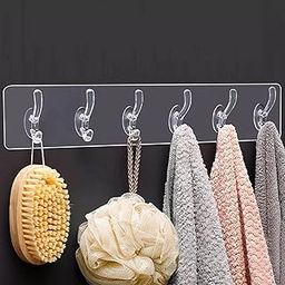KBS Wall Hanger Hooks for Hanging Clothes Home Kitchen Office Bathroom Bedroom Door Organizers Accessories Items (6-Hook-Hanger-Transparent, 1.00)-10