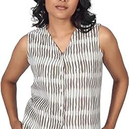 Women's Printed Linen Waistcoat-45