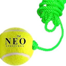 Neo Soft-Medium Hanging Tennis Ball - 3.5 mtrs Rope (1) - with Two Knots, Nylon, Green-42