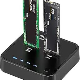 ISHEEP K3016P2 NVMe AHCI Cloner Duplicator, 20Gbps Dual Bay M.2 SSD Docking Station, Support Offline Cloner and Copy Function, SSD Size for 2230 / 2242 / 2260 / 2280-image-9