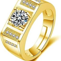 Idyllic 24KT Gold Solitaire Adjustable Mens Rings-image-75