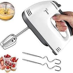 7 Speed Control Electric Hand Mixer with Stainless Steel Beater & Dough Hook (White)-image-25