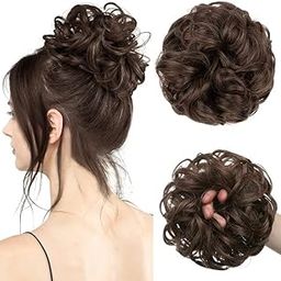 VEGO Claw Clip in Hair Bun Messy Hair Extension |Hair Extensions| Extension Hair for Women & Girls | Flower Clutcher Black (NATURAL BROWN BUN)-image-16