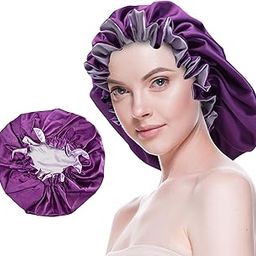Beutyme Silk Bonnet for Sleeping Satin Bonnets Double Layer Reversible Hair Cap Bonnet for Women Long Curly Braid Hair-27