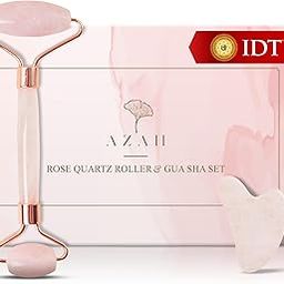 AZAH Rose Quartz Gua Sha&Rose Quartz Face Roller By Azah 100% Natural And Certified Rose Quartz Stone Reduce Dark Circles&Wrinkles Tone Your Skin Rose Quartz Roller And Gua Sha Set-17