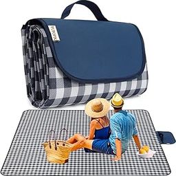 Picnic Blanket Outdoor, Large Beach Blanket Waterproof Sandproof, 70" x 59" Foldable Washable Picnic Mat for Adults and Kids, Park Mat for Summer Beach,Camping, Travel (Picnic Mat Navy Blue)-image-3