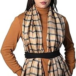 Women's Bold Check & Striped 100% Wool Stole (70X200 CMS), For Female-image-45