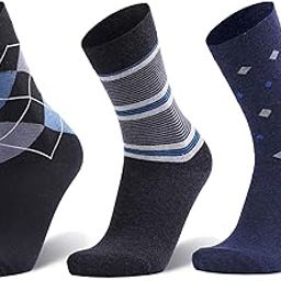 Cotton Argyle Socks for Men Full Length, Formal Cotton Mens Socks, Free Size, Pack of 3-image-13