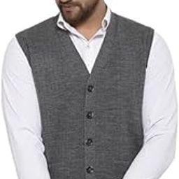 Men's Acrylic V-Neck Sleeveless Buttoned Cardigan Sweater – Plain Solid Knit with Front Pockets-image-11
