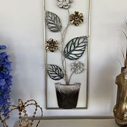 MR CRAFTING HOUSE Modern Flower Metal Art Decor Iron Wall Hanging Home Decoration Perfect for Living Room/Hotel/Restaurant/Bedroom/Drawing Room (Multicolor)(Size: 26"x11")-image-43
