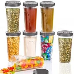 Twist Top Lid Freezer Food Containers for Kitchen Storage, Black, Pack of 8 Pieces-picture-26