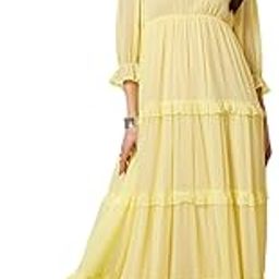 sassafras Yellow V-Neck Tiered Maxi Dress-picture-30