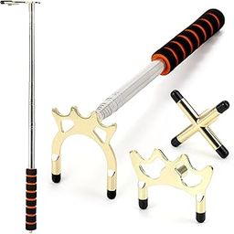 Pumtus Retractable Billiards Cue Bridge, Snooker Pool Stick Bridge, Retractable Billiards Cue Rest with 3 Pieces Removable Brass Bridge Head, Pool Table Accessories for Pool Table, Game, Competition-image-76