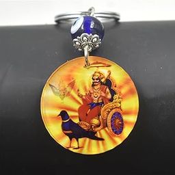 Lord Shani Dev Evil Eye Charm Yellow Religious Keychain for Men and Women-image-80