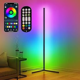 riyo LED Floor Lamp, Living Room Floor Lamp with App and Remote Control, Corner Lamp RGB with 16 Million Colours & 68+ Scenes Colour Changing Ambient Light with Music Synchronisation for Bedroom,-1