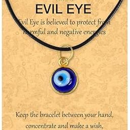Blue Turkish Evil Eye Pendant | Black Thread Evil Eye Pendant Necklace for Women Men Lucky Protection, Size 15 mm-image-55