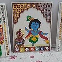 Janmastami Special Hand-painted wit mud and mirror laddoo gopal with pair of Beautiful peacock-image-11