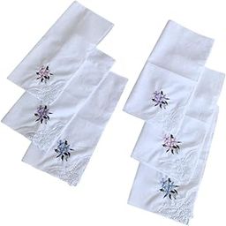 6Pcs Cotton Handkerchiefs for Women Hanky Elegant Embroidered Flower Hankies-image-42