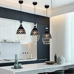 Pendant Light Fixture, Aluminum Hanging Lamps for Kitchen Island, Dining Table, Living Room, Bedroom (with Bulb, 3, Pack)-15