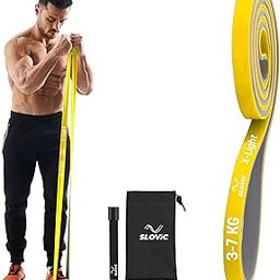 SLOVIC Dual Color Resistance Bands(3-7Kg) Resistance Band for Pull up | Exercise Bands for Workout | Gym Equipment for Home Workout for Men & Women | Resistance Band Set with Door Anchor(Yellow&Grey)-image-83