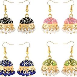 Earrings for Women and Girls Traditional Multicolor Meenakari Jhumka Earring | Gold Plated | Dome Shape Jhumki Combo Earrings | Birthday Gift for girls and women Anniversary Gift for Wife-12